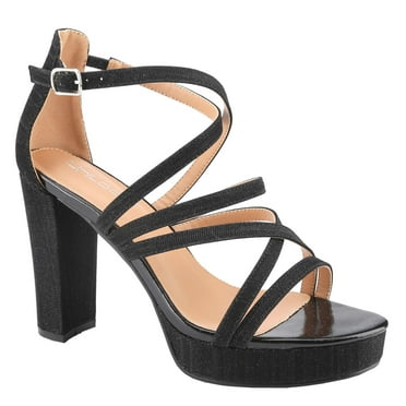 【WEEKEND-2】Belovely Women's Fashion Stilettos Open Toe Pump Heel Platform Sandals Shoe Walking Shoes Footwear Summer Girl Chunky Buckle Kitchen Comfort