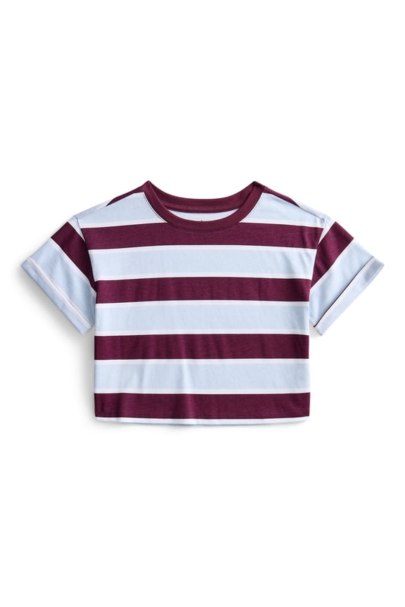 Girls Stripe Boxy Tee, Sizes 4-18