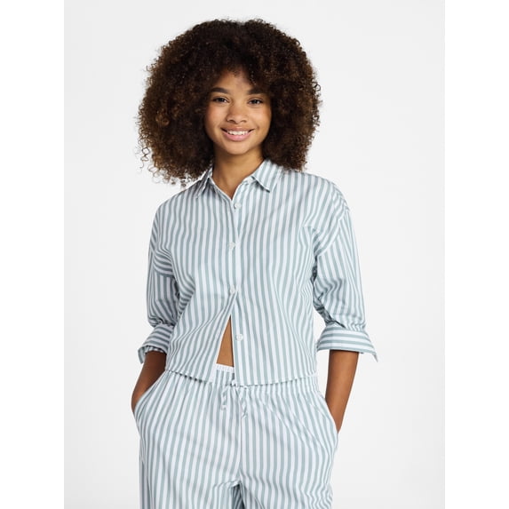 Weekend Academy Girls Button Up Shirt with Long Sleeves, Sizes 4-18
