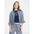 thumbnail image 1 of Weekend Academy Girls Button Up Shirt with Long Sleeves, Sizes 4-18, 1 of 5