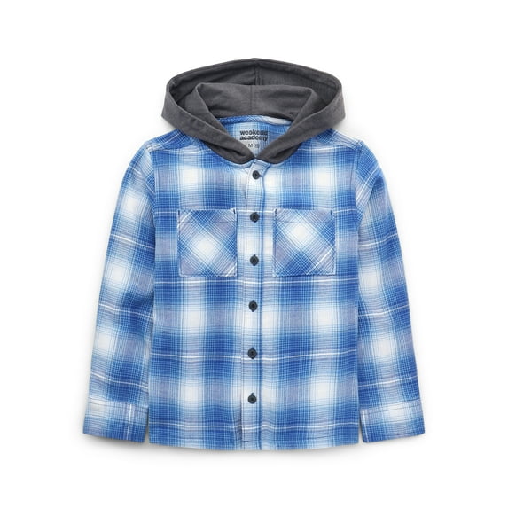 Weekend Academy Boys Hooded Flannel Shacket, Sizes 4-18