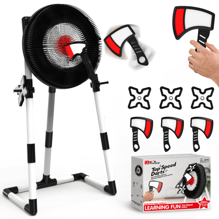 WEEKEND COME Axe Throwing Target Game Set for Backyard, Includes 3 Axes & 3 Darts, 58.8 in High Lightweight Safety Plastic Toys Christmas Gifts