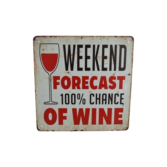 WEEKEND FORECAST 100% CHANCE OF WINE Metal Wine Sign
