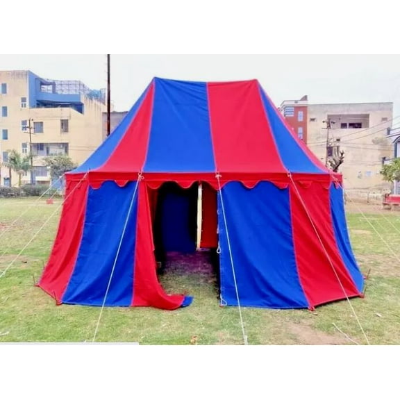 WEEKEND SALE Medieval Red &Blue Burgundian 5x3 M Functional WaterProof Camping Tent