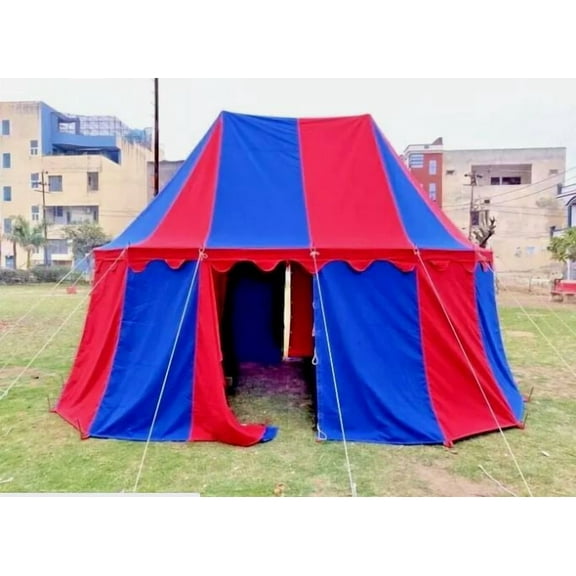 WEEKEND SALE Medieval Red &Blue Burgundian 8X5 M Functional WaterProof Camping Tent