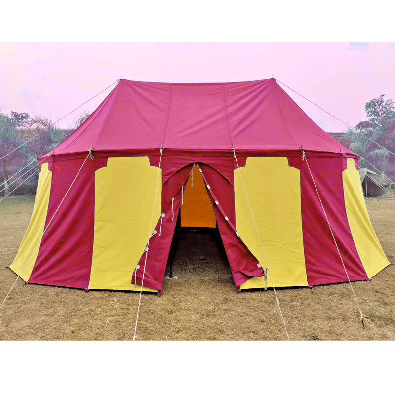 WEEKEND SALE Medieval Red Yellow Burgundian 6x4 M Functional Water Proof Camping Tent