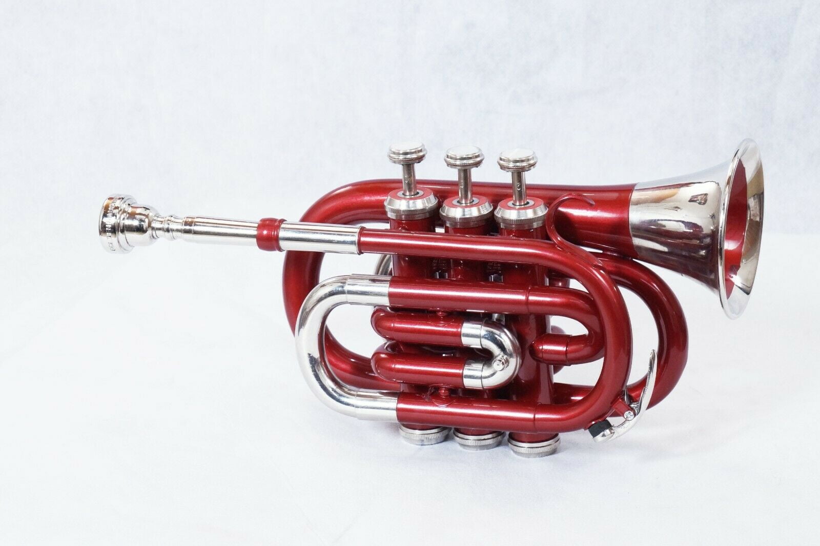 WEEKEND SALE POCKET TRUMPET RED BB PITCH WITH HARD CASE AND MOUTH PIECE