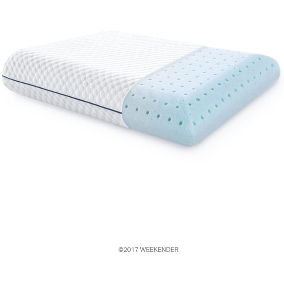 WEEKENDER WKQQ30GF Memory Foam Pillow, Queen, Blue