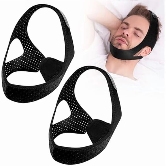 WEEKS 2 Pack Anti Snore Chin Strap  Adjustable Jaw Support to Keep Mouth Closed, Stop Snoring, Breathable & Reusable for Men & Women