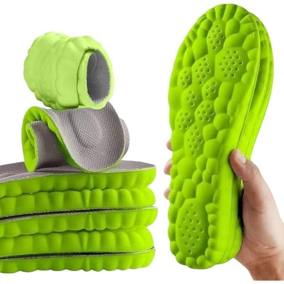 WEEKS 2 Pairs Insoles for Women Men - U-Shape Memory Foam Insoles - Super Soft 4D Cloud Insole for Anti Fatigue, Shock Absorption, Foot Pain Relief (Green, Men: US 8-11)