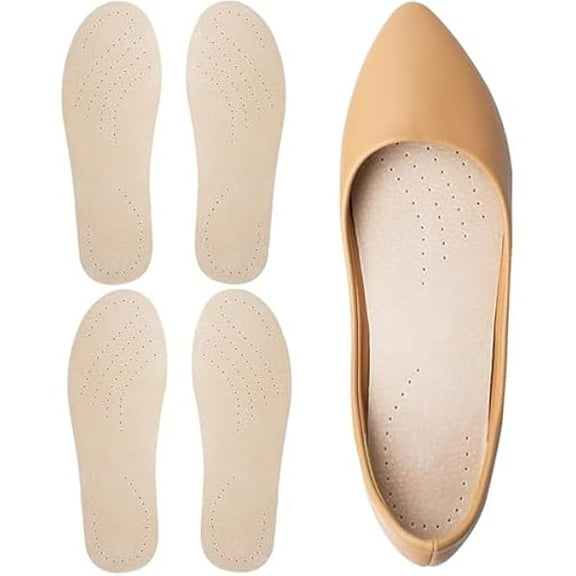 WEEKS 2 Pairs Pigskin Sockless Shoe Insoles, Handmade Leather Barefoot Inserts, Thin Dress Shoe Inserts Sockless Shoe Liner for Flat Shoes Sneakers Sandals, L for 9-10 Women, 8-9 Men