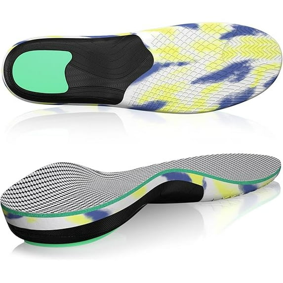 WEEKS Arch Support Shoe Insoles for Men and Women, Plantar Fasciitis Relief Insoles for Flat Feet, Normal feet, Achilles Tendinitis, Bone Spurs, Heel and Foot Pain Relief (Colorful,XL)