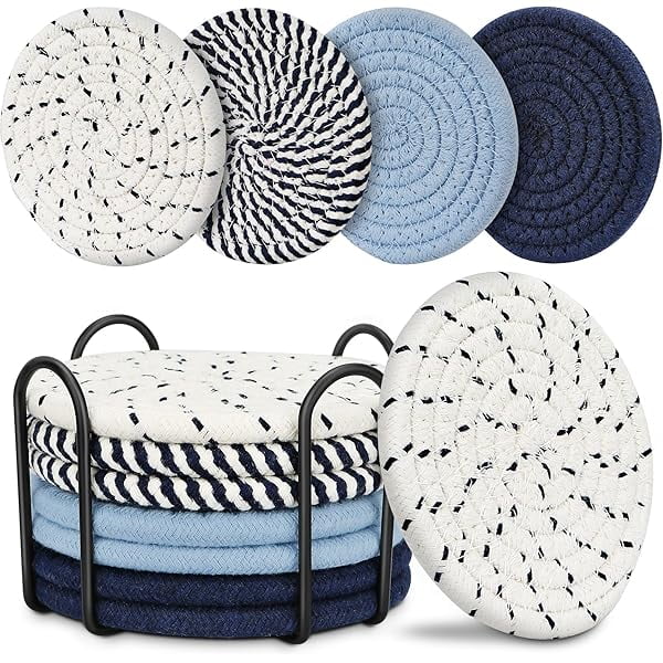 WEEKS Blue Coaster, Drink Coasters, 8 PackCup Coasters, Kitchen Table ...