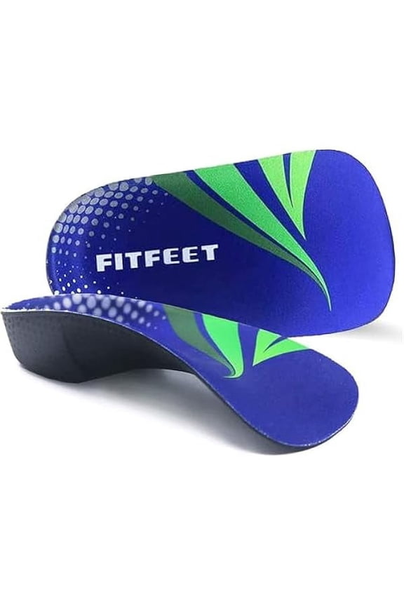 FitFeet Orthotic Inserts 3/4 Length, High Arch Support Foot Insoles for Over-Pronation, Plantar Fasciitis, Flat Feet - Shoe Inserts for Walking, Running Men and Women