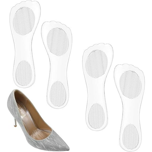 WEEKS Gel Insoles for Women, 2 Pairs 3/4 Clear High Heel Inserts for Women Non-Skidding Adhesive Shoe Cushion Insoles Comfortable Arch Support Inserts for Sandal, Flats, Boots, Pumps