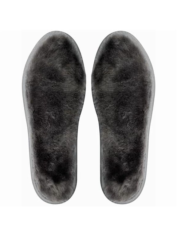 Men's Sheepskin Insoles Winter Boot Inserts Premium Extra Thick Shearling Inserts Replacement Warm Furry Wool Shoe Insole Fleece Slipper Inserts Grey US 10/EU 43