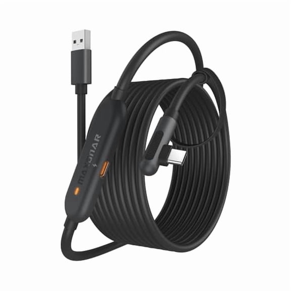 WEEKS [Next-Gen Chip VR Charging Link Cable 16FT Compatible with Meta 3S/3/Oculus 2/Pico 4 Accessories and PC/SteamVR, Awesome Gift-5Gbps USB 3.0 to USB C Cable-Black