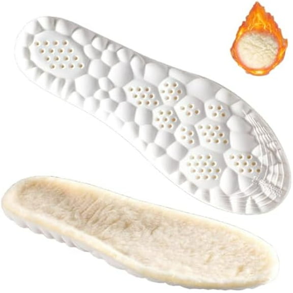 WEEKS Soles for Men and Women Thick Warm Wool Insoles for Women Winter Comfort Soft Inserts Memory Foam Insoles (US Women 5-8)