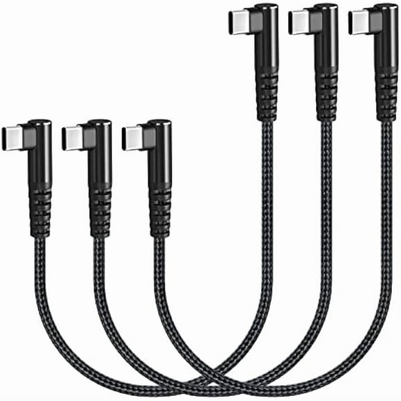 WEEKS USB C to USB C Cable 100W 1ft 3 Pack 90 Degree Type C Cable Nylon Braided Right Angle USBC Fast Charging Cable Compatible with MacBook Pro 2021, iPad Pro 2021, Samsung, Pixel, LG