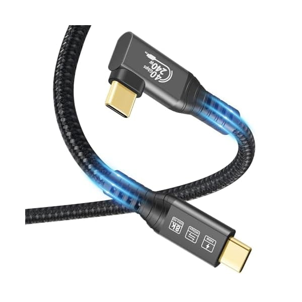 90 Degree USB To USB-C Cable - 6A Fast Charging Right Angle Cord 15cm