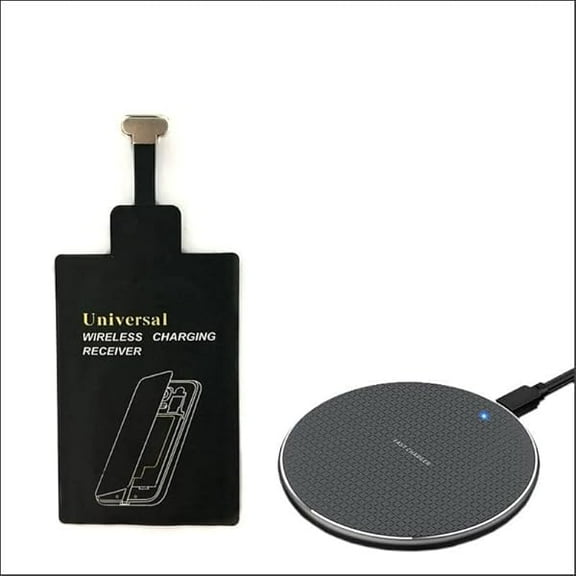 WEEKS Wireless Charger PAD+External Receiver U01 for Samsung Galaxy A12 A22 A32 A42 A52 A72 4G 5G Black