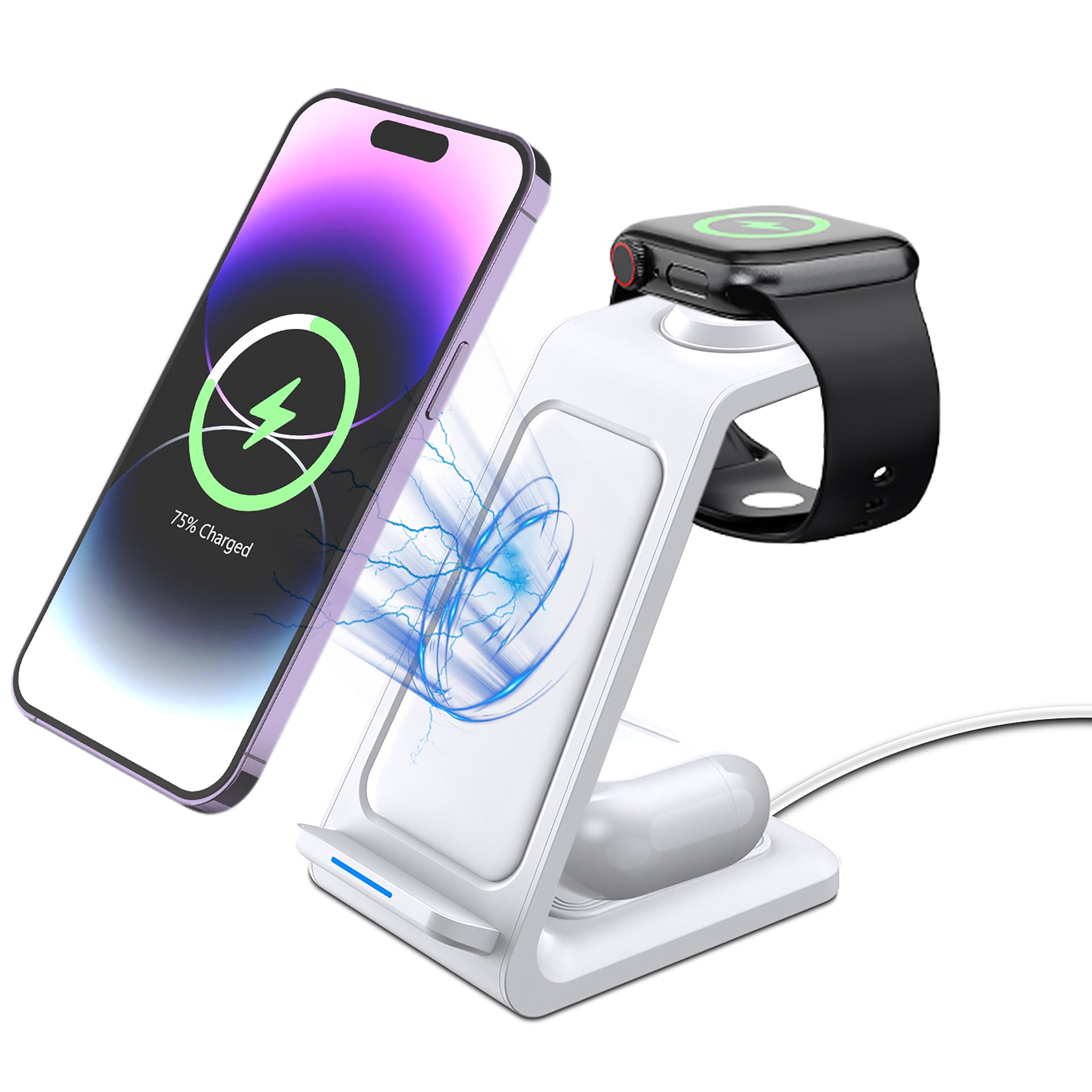 WEEKS Wireless Charging Station for Samsung - Fast Charging Wireless Charger for Galaxy S23 Ultra/S23/S23+/Z Flip/Fold 5/4/3/iphone/Android Phones, Galaxy Watch 6/5 Pro/5/4/3 & Buds.(White)