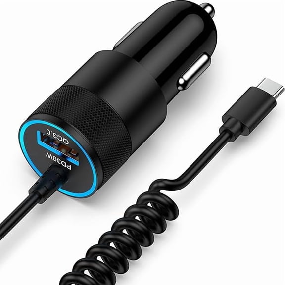 WEEKS iPhone 16e Fast Car Charger Adapter for iPhone 16e, 16, 16 Pro Max, 16 Pro, 16 Plus, 15 Series, Car Adapter Plug with 2.8FT Coiled Cable