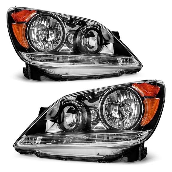 ADCARLIGHTS Headlight Assembly for Honda Odyssey 2005 2006 2007 Black Housing Amber Reflector Headlamp Replacement Pair