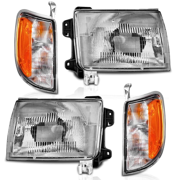 WEELMOTO Halogen Headlights for 1998-2000 Nissan Frontier / 2000-2001 Nissan Xterra Headlight Compatible with 1998 1999 2000 Headlamp+Corner Light