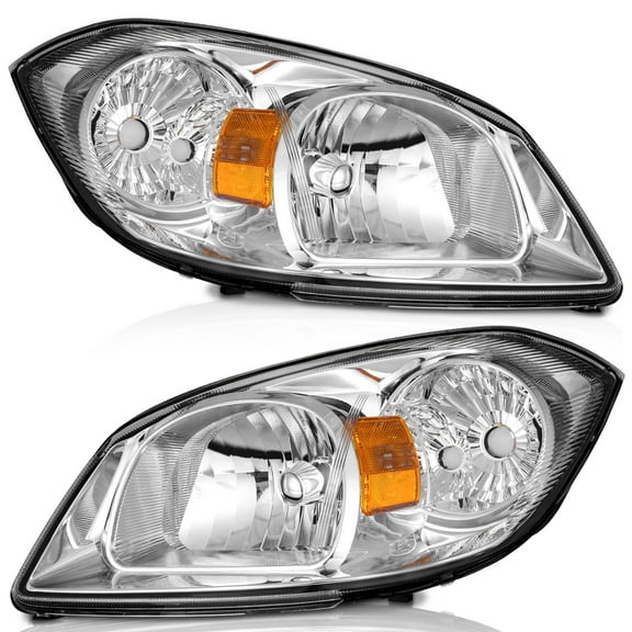 WEELMOTO Halogen Headlights for 2005-2010 Chevy Cobalt Headlight Replacement for 05 06 07 08 09 10 Chevy Cobalt Chrome Housing Amber Reflector Set