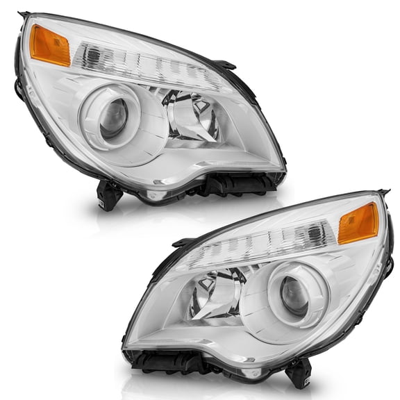 WEELMOTO Headlight for 2010-2015 Chevy Equinox , Compatible with 2010 2011 2012 2013 2014 2015 Chevy Equinox Headlamp Replacement Chrome Housing Amber Reflector