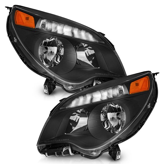 WEELMOTO Headlight for 2010 2011 2012 2013 2014 2015 Equinox LS / LT,for 10-15 Equinox LS / LT Headlamp Replacement Black Housing Amber Reflector