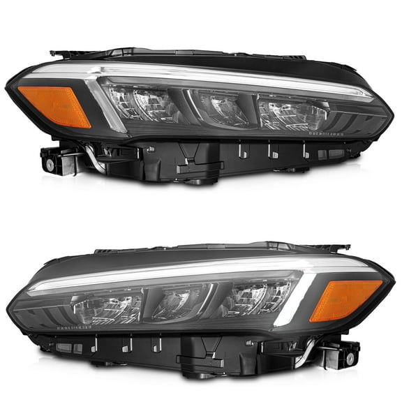 WEELMOTO Headlights Assembly Compatible with 2022-2023 Honda Civic w/LED DRL Projector, Sport Headlamp Replacement For 22-23 Civic Black Housing Amber Reflector