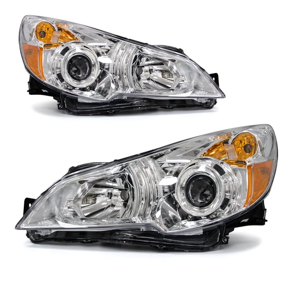 ADCARLIGHTS Headlight Assembly for Subaru Legacy 2010 2011 2012 2013 2014/10-14 Outback 4-Dr Sedan Wagon Clear Lens Chrome Housing Amber Reflector Headlamp Replacement Pair