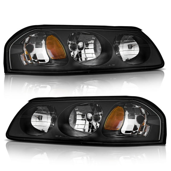WEELMOTO Headlights Compatible with 2000-2005 Chevy Impala, Headlight Assembly for 00 2001 2002 2003 2004 05 Impala Black Housing Amber Reflector Driver&Passenger Sides