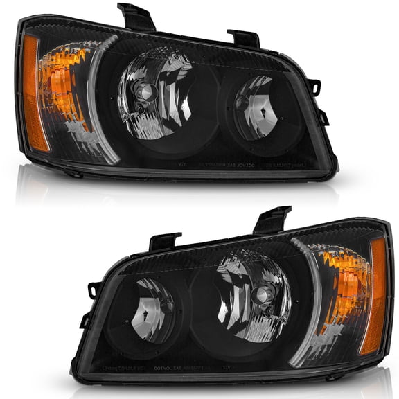 WEELMOTO Headlights Compatible with 2001-2003 Toyota Highlander, Sport Utility Headlight Black Housing Amber Reflector Left+Right Side