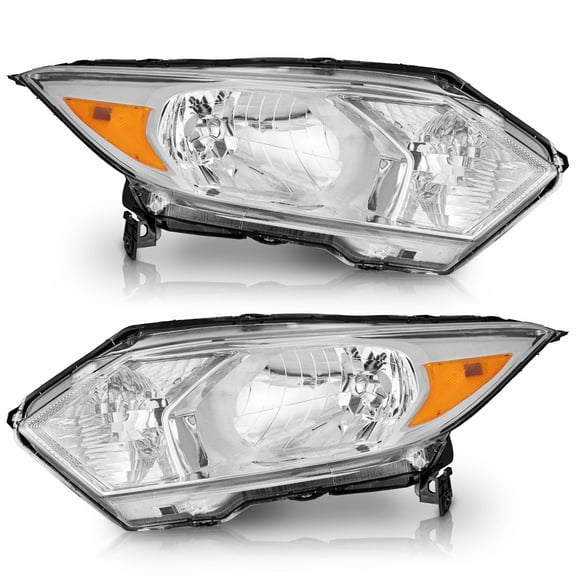 WEELMOTO Headlights Pair for 2016-2018 Honda-hrv, Halogen Headlamp Replacement Compatible with 16 2017 18 HR-V Chrome Housing Amber Reflector Driver&Passenger Side