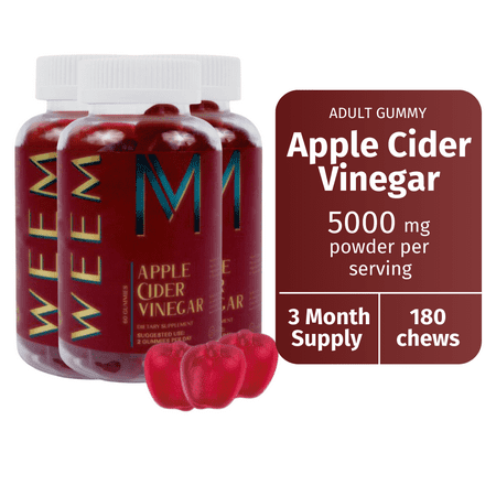 WEEM- 3 Bottles of Apple Cider Vinegar Gummies, Gluten Free, Vegan, Cruelty-free