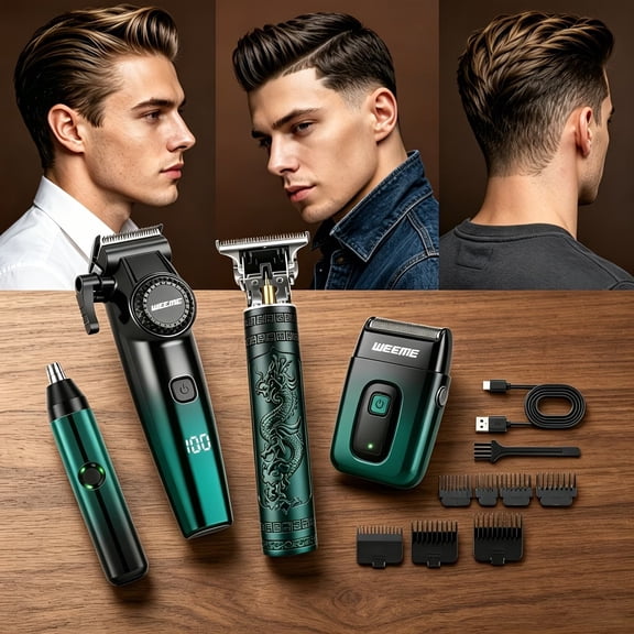 WEEME All-in-One Grooming Kit - Professional Hair Clipper, T-Trimmer & Electric Razor for Home and Barbershop Use