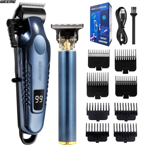 WEEME Cordless Hair Clipper Set for Men - Multifunctional Hair Clipper with USB Interface - Perfect for Hair, Beard, Face, and Body Grooming - 2pcs Combination in Blue