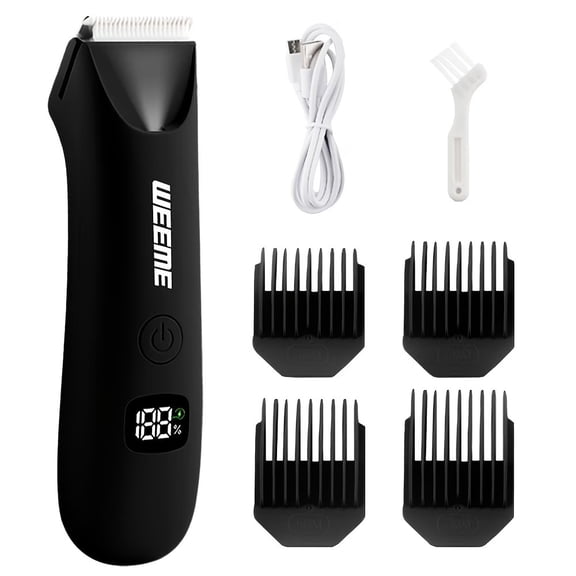 WEEME USB Rechargeable Body Hair Trimmer - Electric Hair Clipper with LCD Display & LED Light for Chest, Leg, and Armpit Grooming