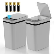 Riousery 3.5 Gallon Touchless Trash Can, 2-Pack Motion Sensor Waste Bin with Lid, Gray