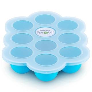 haakaa Silicone Freezer Tray,Ice Cube Trays with Lid,Perfect for Baby Food  and Breast Milk Freezer, Vegetable & Fruit Purees,8 x 1.4 oz, Pea Green