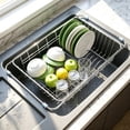 thumbnail image 1 of Riousery Dish Drying Rack, Stainless Steel Expandable Over Sink Dish Rack, Adjustable Dish Drainer for Kitchen Sink or Countertop, Space-Saving Design, 11.8"–16.5", 1 of 8