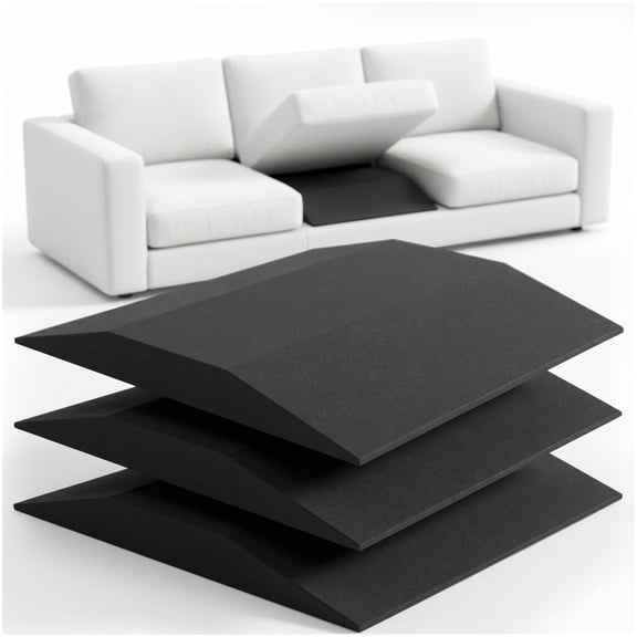 Riousery Sofa Cushion Support, 20" x 20" Sagging Seat Support Insert, 50D High-Density Foam, Black Curved Cushion Saver, 3 Pack