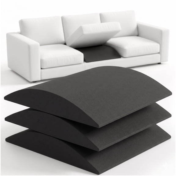 Riousery Sofa Cushion Support, 20" x 20" Sagging Seat Support Insert, 50D High-Density Foam, Black Curved Cushion Saver, 3 Pack