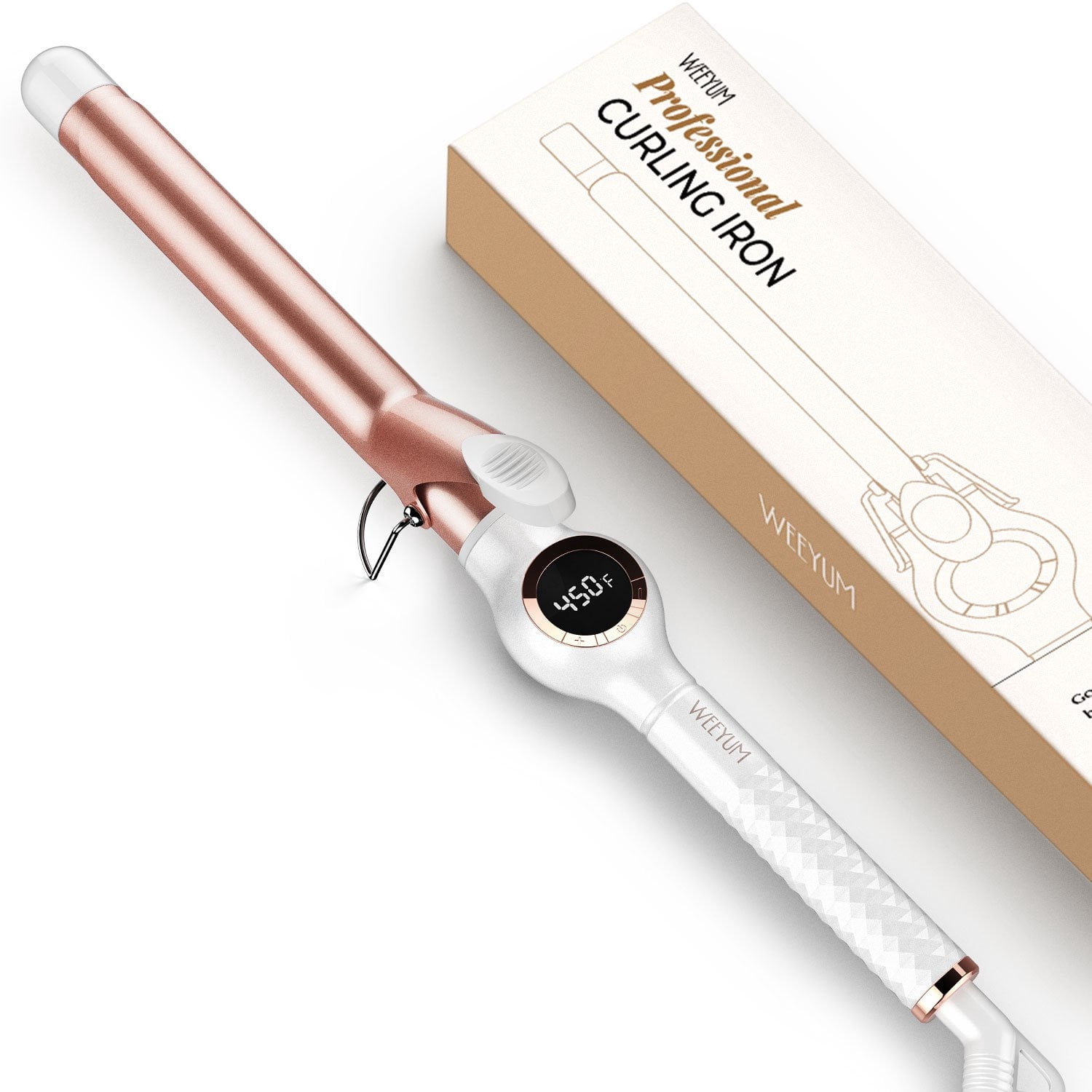 WEEYUM 1 Inch Curling Iron, Long Barrel Curling Wand for Hair, Ceramic Tourmaline Hair Curling Iron Dual Voltage