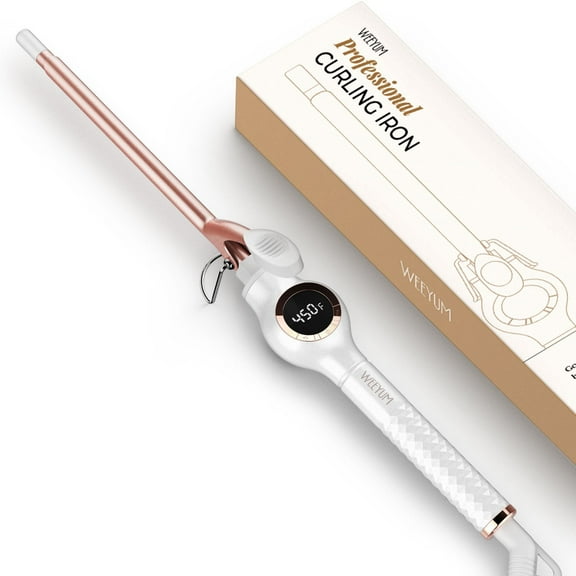 WEEYUM 3/8 Inch Small Curling Iron, 9mm Curling Wand for Short Long Haira Thin Curling Iron Ceramic Tourmaline Barrel