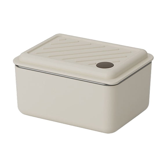 WEGFTDUOP 0.6L Fresh Keeping Box Stainless Steel Lunch Box Leak-Proof Microwave Safe Beige Outdoor Office School