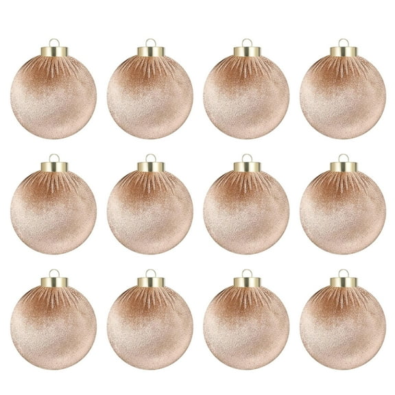 WEGFTDUOP 12 Pack Velvet Christmas Ball Ornaments Large Flocked Christmas Tree Hanging Ornaments Shatterproof Flocked Decorative Balls For Xmas Tree Decorations 2.36inch